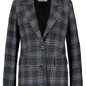 Gerry Weber Blazer Langarm Gefüttert In Blau Karo 10