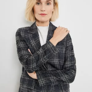 Gerry Weber Blazer Langarm Gefüttert In Blau Karo 16
