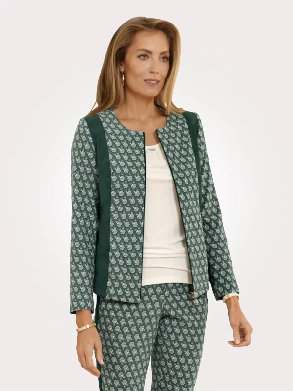 Blazer In Dunkelgrün, Ecru 4