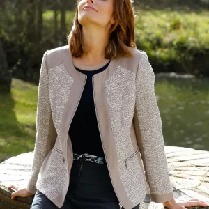 Blazer In Taupe, Ecru 13