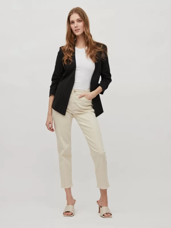Vila 3/4 Ärmel Blazer Legere Business Basic Jacke VIHER In Schwarz 3